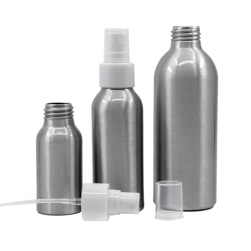 Aluminium Bottle, White Fine Mist Spray, 225 ml