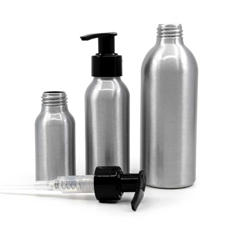 Aluminium Bottle, Black Pump, 225 ml