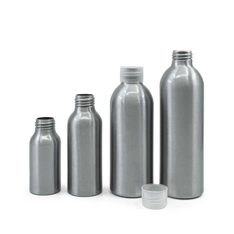 Aluminium Bottle, Transparent Plastic Cap, 100 ml