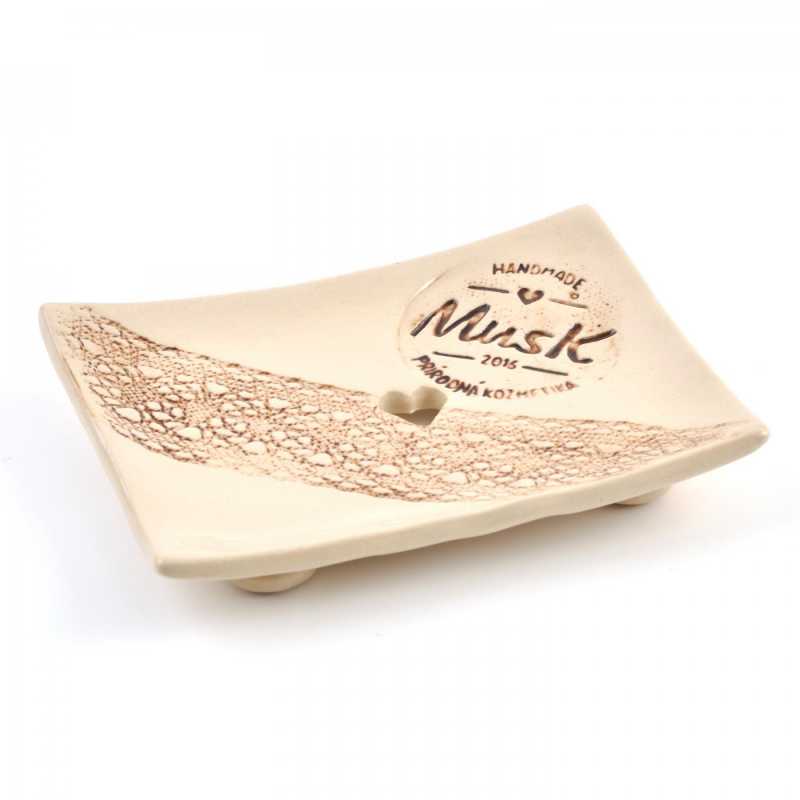 Ceramic Soap Dish, Musk Lace