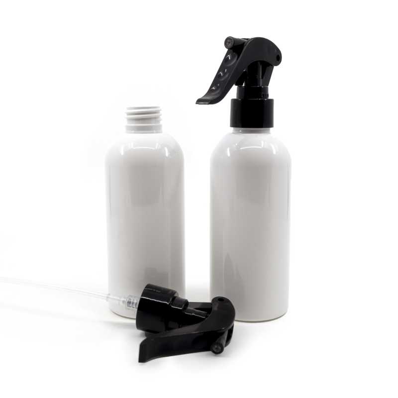 White Plastic Bottle, Black Trigger Spray, 200 ml