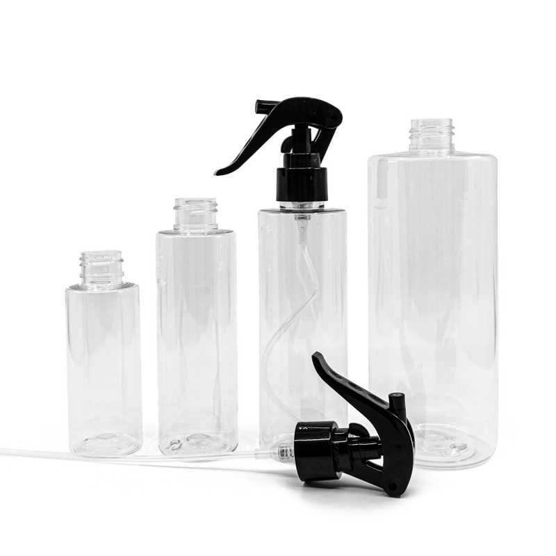 Clear Plastic Bottle, Black Trigger Spray, 200 ml