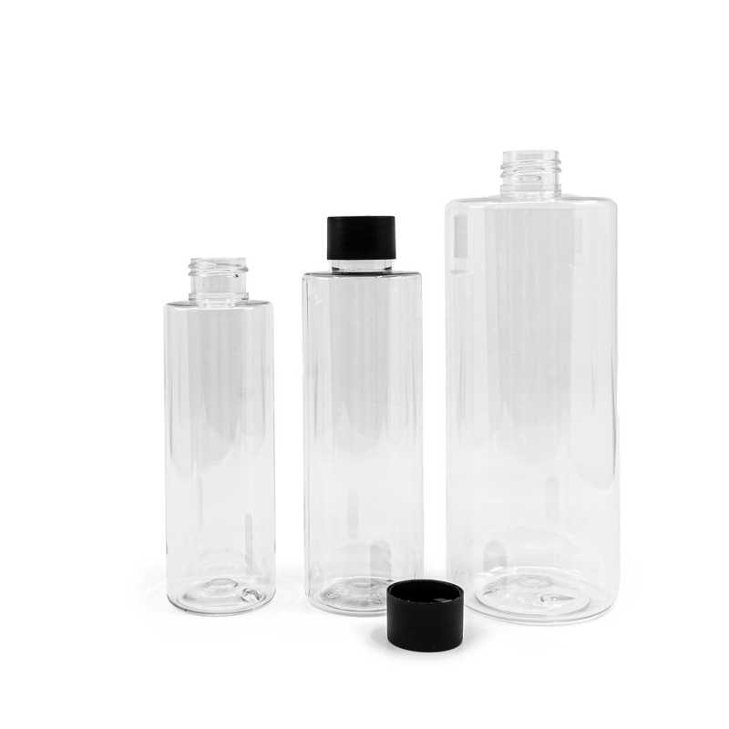 Clear Plastic Bottle 24/410, Black Cap, 500 ml