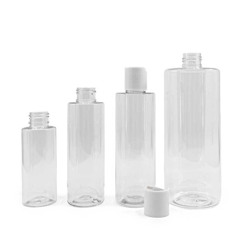 Clear Plastic Bottle, White Disc Top, 100 ml