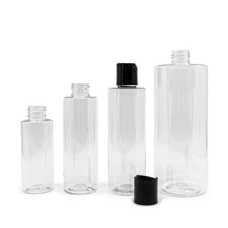 Clear Plastic Bottle 24/410, Black Disc Top, 500 ml