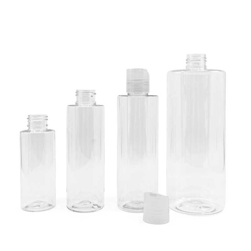 Clear Plastic Bottle, Transparent Disc Top, 100 ml