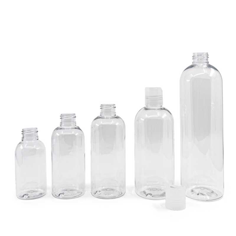 Rounded Clear Plastic Bottle, Transparent Disc Top, 100 ml