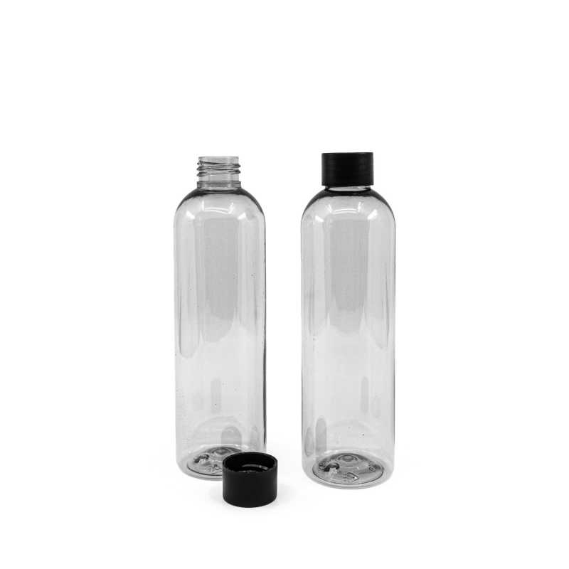 Recycled Plastic Bottle, Black Cap, 250 ml