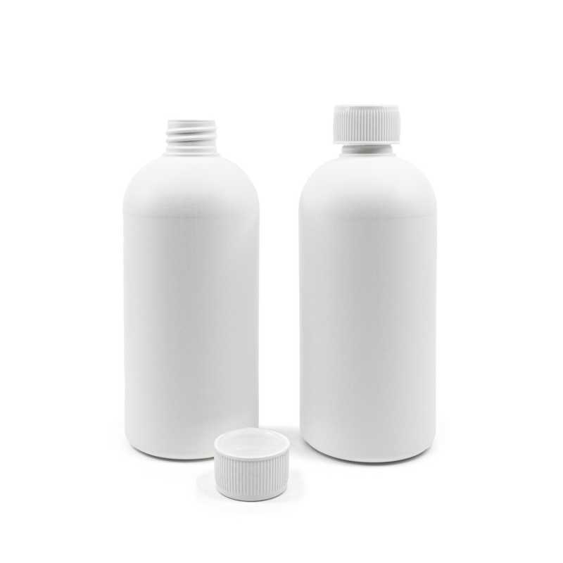 White Plastic Bottle, HDPE, Saftey Cap, 500 ml