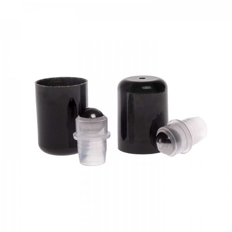 Black Plastic Cap wit Steel Roll-on, 18/410