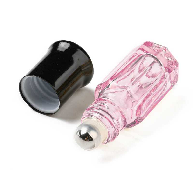 Glass Roll-On Bottle, Pink, 3 ml 