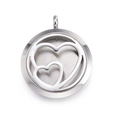 Diffuser Pendant, Surgical Steel, Double Heart