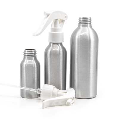 Aluminium Bottle, White Trigger Spray, 225 ml