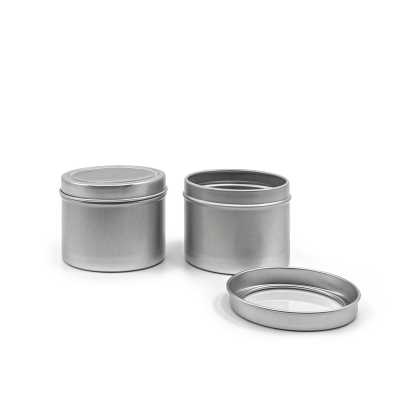 Silver Aluminium Jar with Transparent Lid, 64 mm, 115 ml