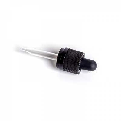 Tamper Evident Safety Glass Dropper, Black, 52 mm, 10 ml