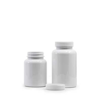 White Plastic Pill Jar with White Lid, 250 ml