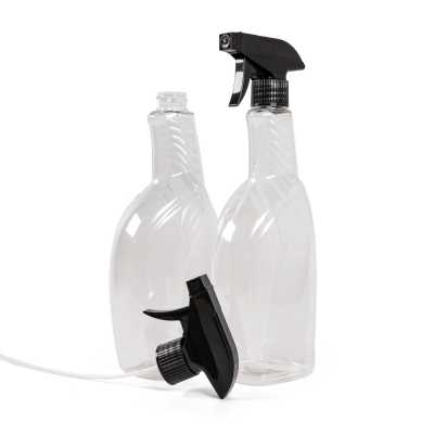 Transparent Detergent Plastic Bottle with Black Trigger Spray, 750 ml