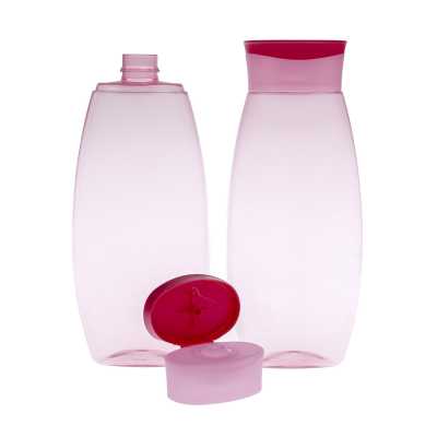 Plastic Shampoo Bottle, Pink Cap, 300 ml