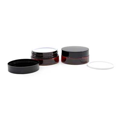 Brown Plastic Jar, Black Lid, 50 ml