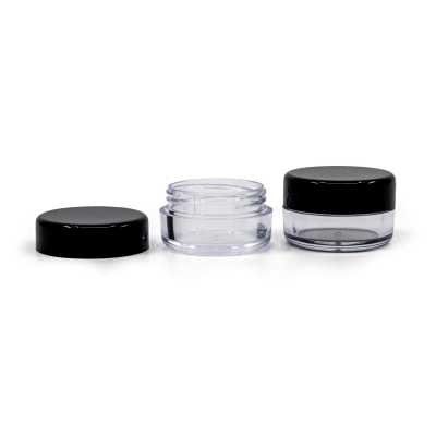 Black Plastic Jar with White Lid, 5 ml