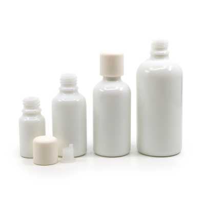 White Glass Bottle, White Safety Cap & Dropper, 10 ml