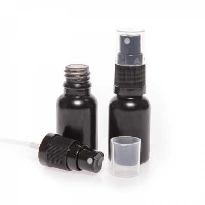 Matt Black Glass Bottle, Black Spray, 15 ml