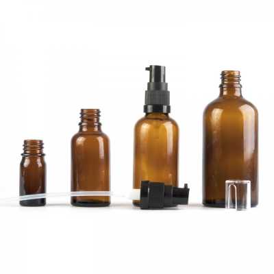 Amber Glass Bottle, Oil Pump, 30 ml