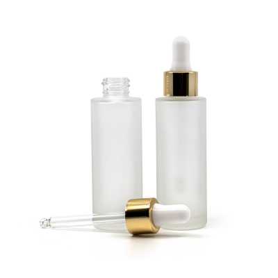 Frosted Glass Bottlee, Slim, Golden White Dropper, 30 ml