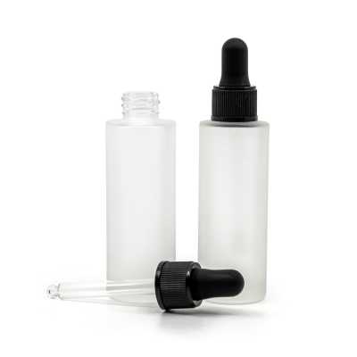 Frosted Glass Bottlee, Slim, Matte Black Dropper, 30 ml