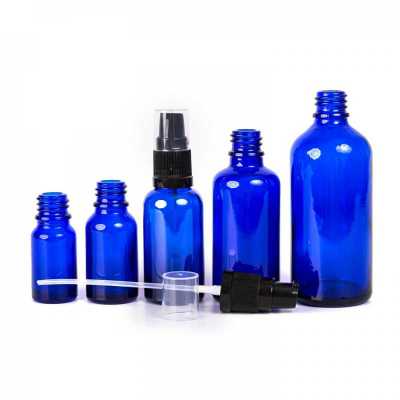 Blue Glass Bottle, Lotion Pump, 50 ml