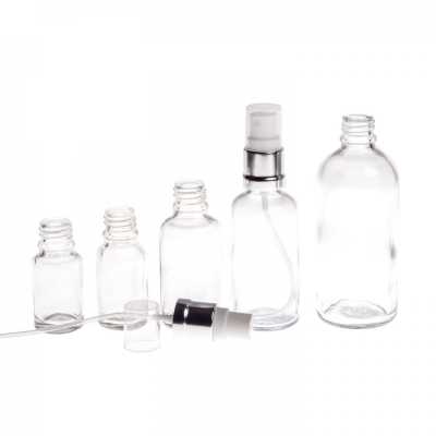 Clear Glass Bottle, Glossy Silver White Spray, 100 ml