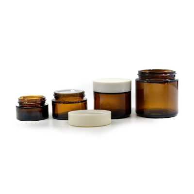 Amber Glass Jar, White Plastic Lid & Gasket, 15 ml