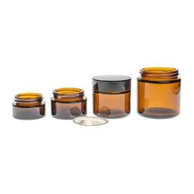 Amber Glass Jar, Black Plastic Lid & Gasket, 15 ml