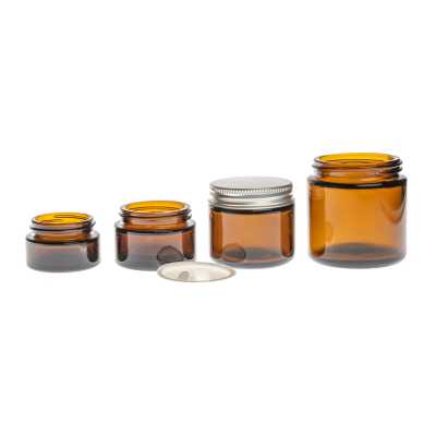 Amber Glass Jar, Silver Aluminium Lid & Gasket, 15 ml