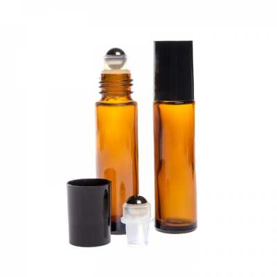 Amber Glass Roll-On Bottle, Thin, 10 ml