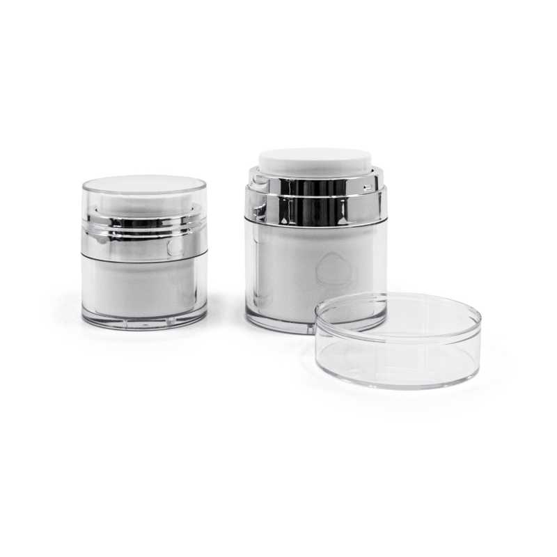 Plastic Airless Jar with Silver Lining, 15 ml