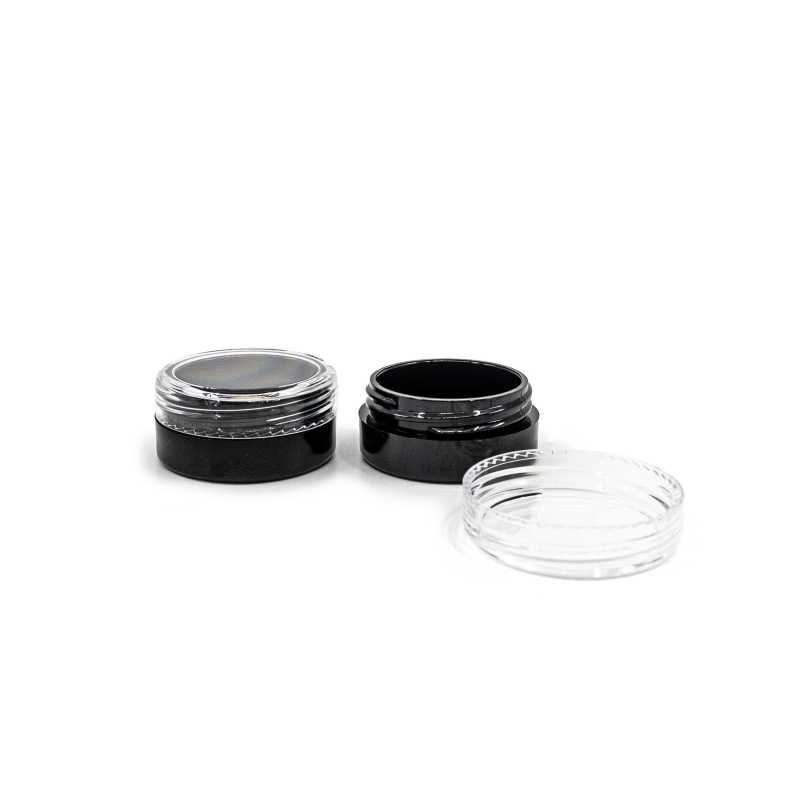 Black Plastic Cosmetic Jar with Transparent Lid, 3 ml