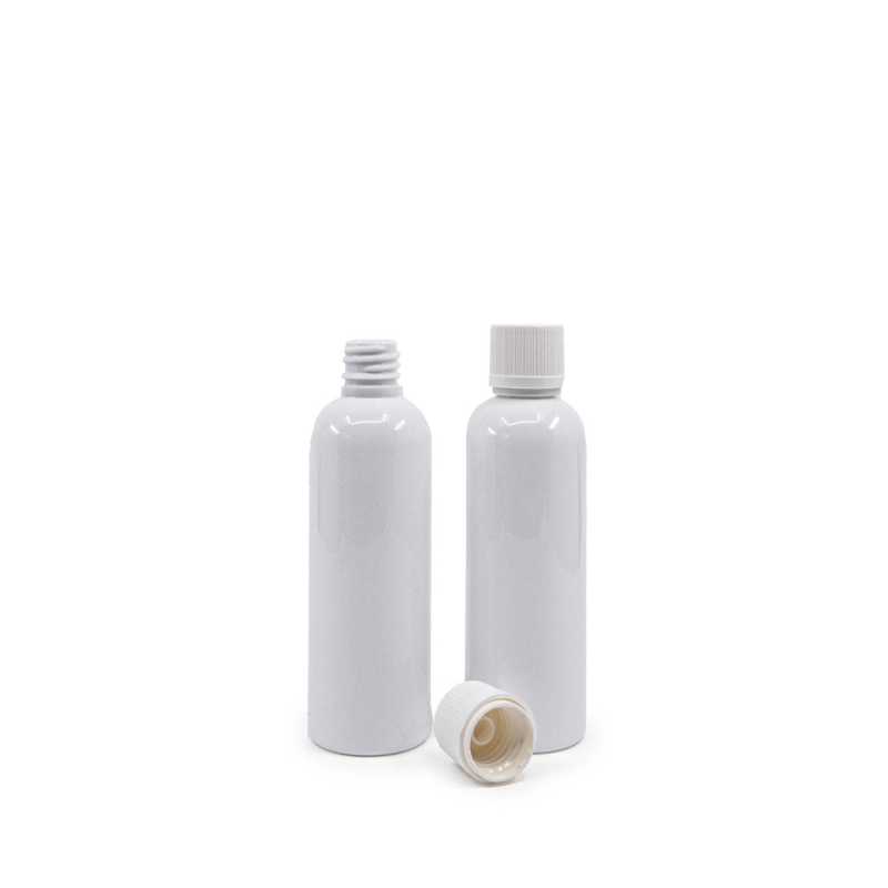 White Plastic Bottle, 24/410, White Tamper Evident Safety Cap & Dropper, 100 ml