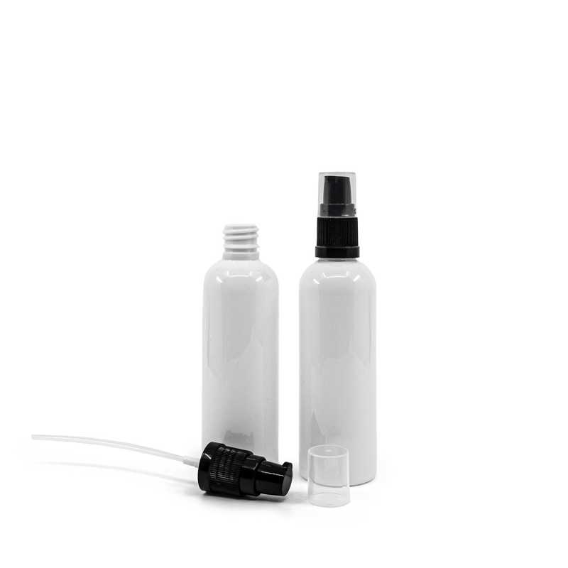 White Plastic Bottle, 24/410, Black Lotion Pump, 100 ml