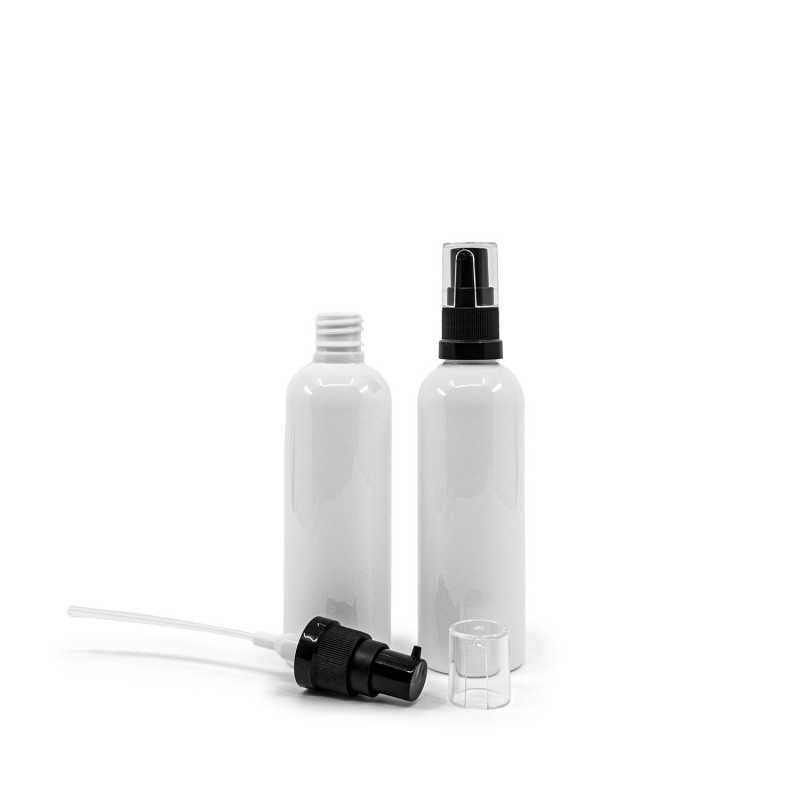 White Plastic Bottle, 24/410, Black Oil Pump, 100 ml  