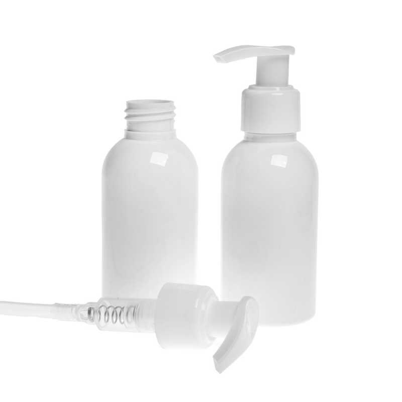 White Plastic Bottle, White Pump, 100 ml