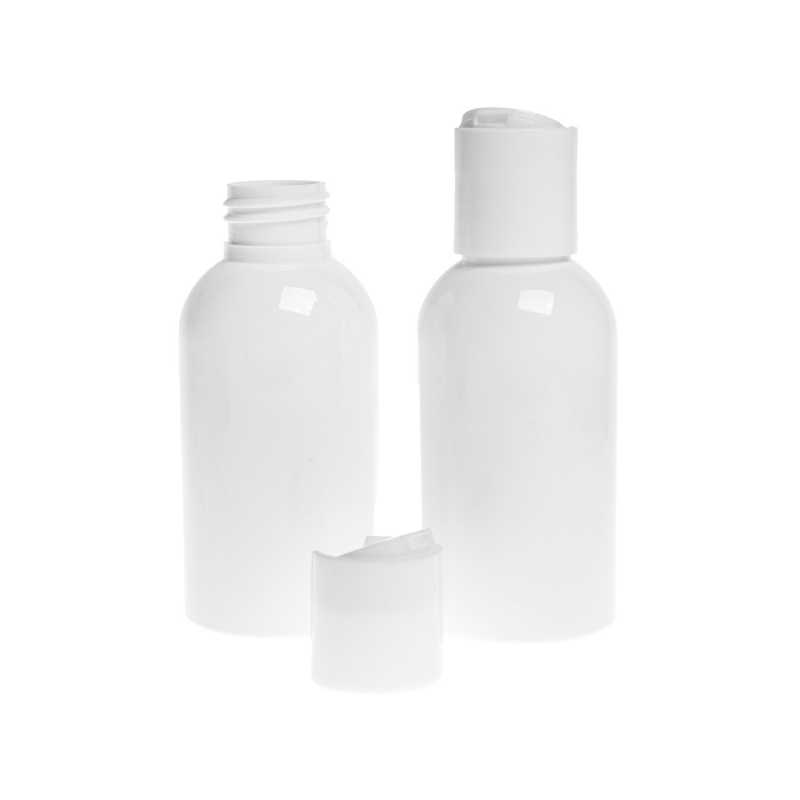 White plastic bottle made of PET with glossy surface.
Volume: 150 ml, total volume 170 mlBottle height: 118 mmBottle diameter: 49 mmNeck: 24/410
The packaging