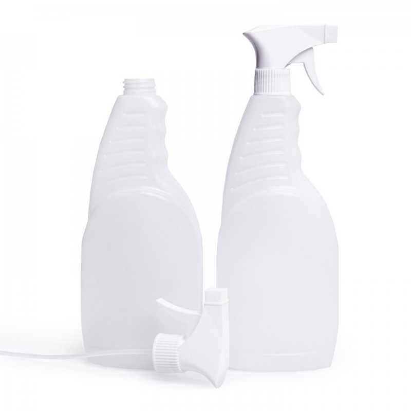 Transparent Detergent Plastic Bottle with White Trigger Spray, 750 ml