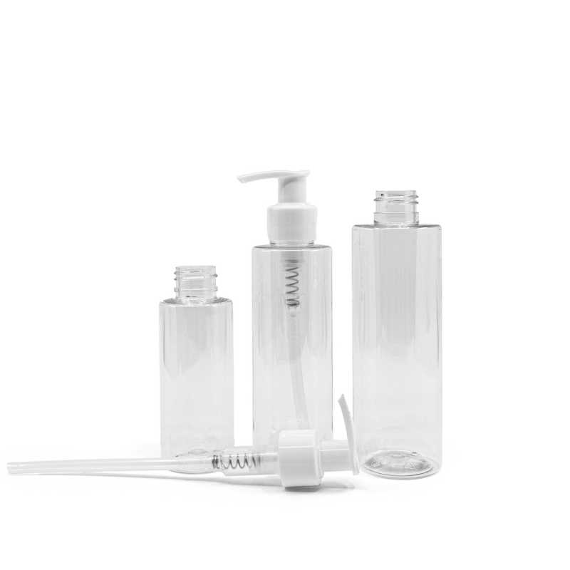 Clear Plastic Bottle, White Pump, 100 ml