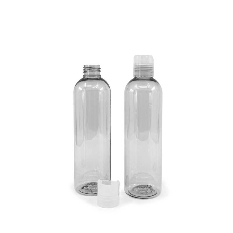 Recycled Plastic Bottle, Transparent Disc Top, 250 ml