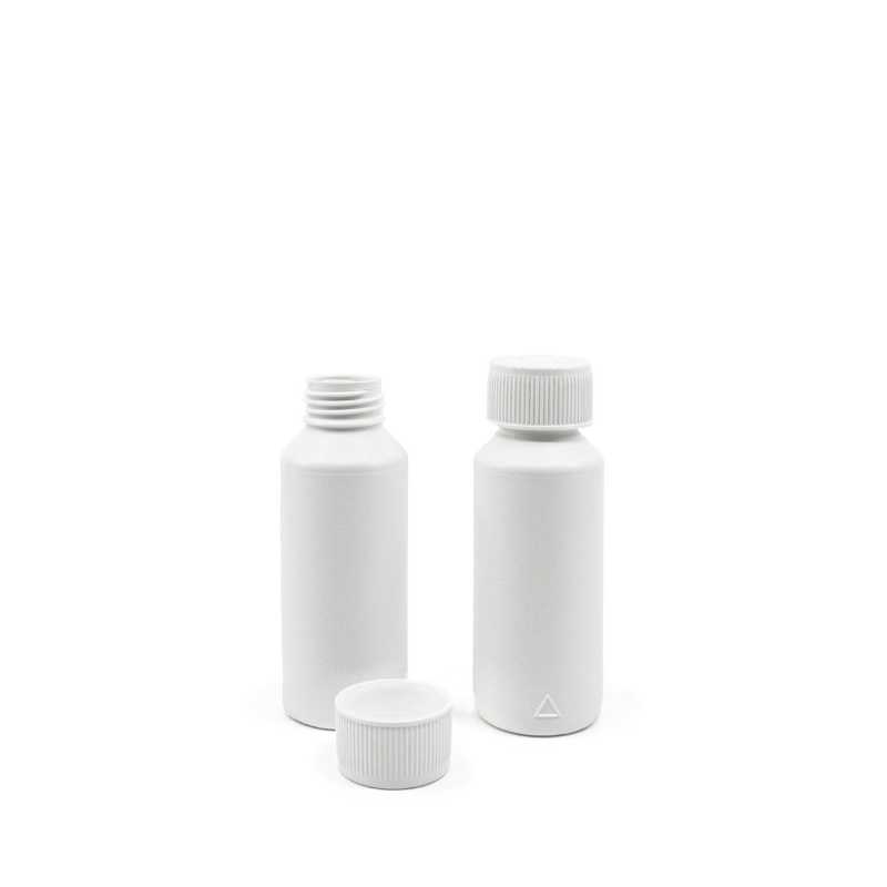 White Plastic Bottle, HDPE, Saftey Cap, 100 ml