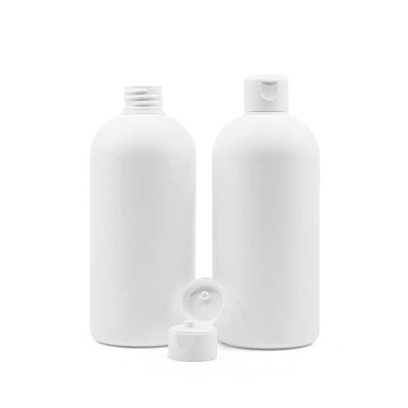 White Plastic Bottle, HDPE, White Flip Top, 500 ml