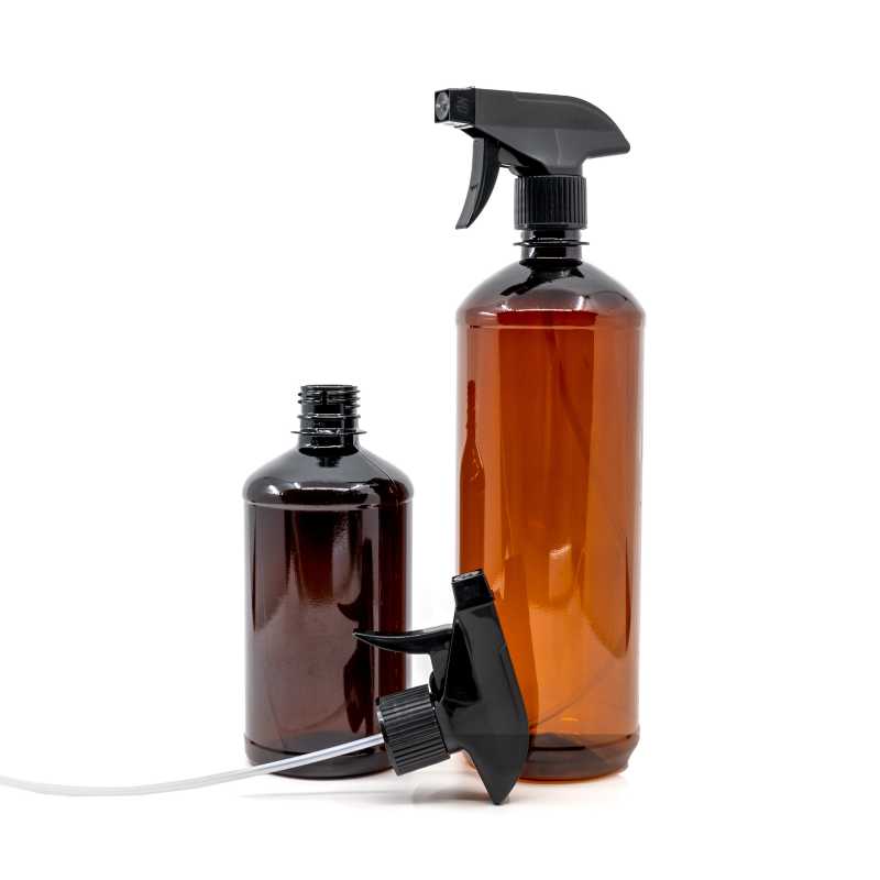 Plastic Bottle, Brown, Black Trigger Spray, 500 ml