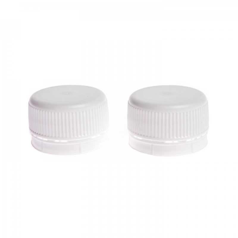 White Plastic Tamper Evident Cap, Ribbed, 28/400