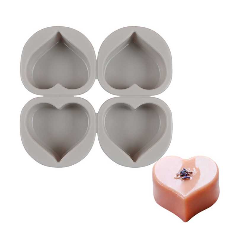 Silicone Soap Mold, 4 hearts